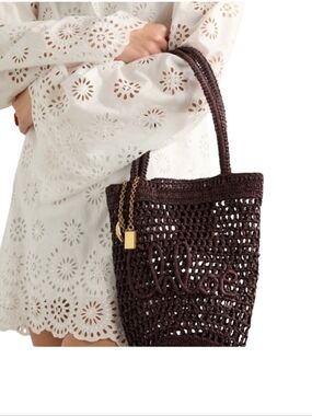 Chloe Designer Dark Purse Brown Bag Crochet Tote